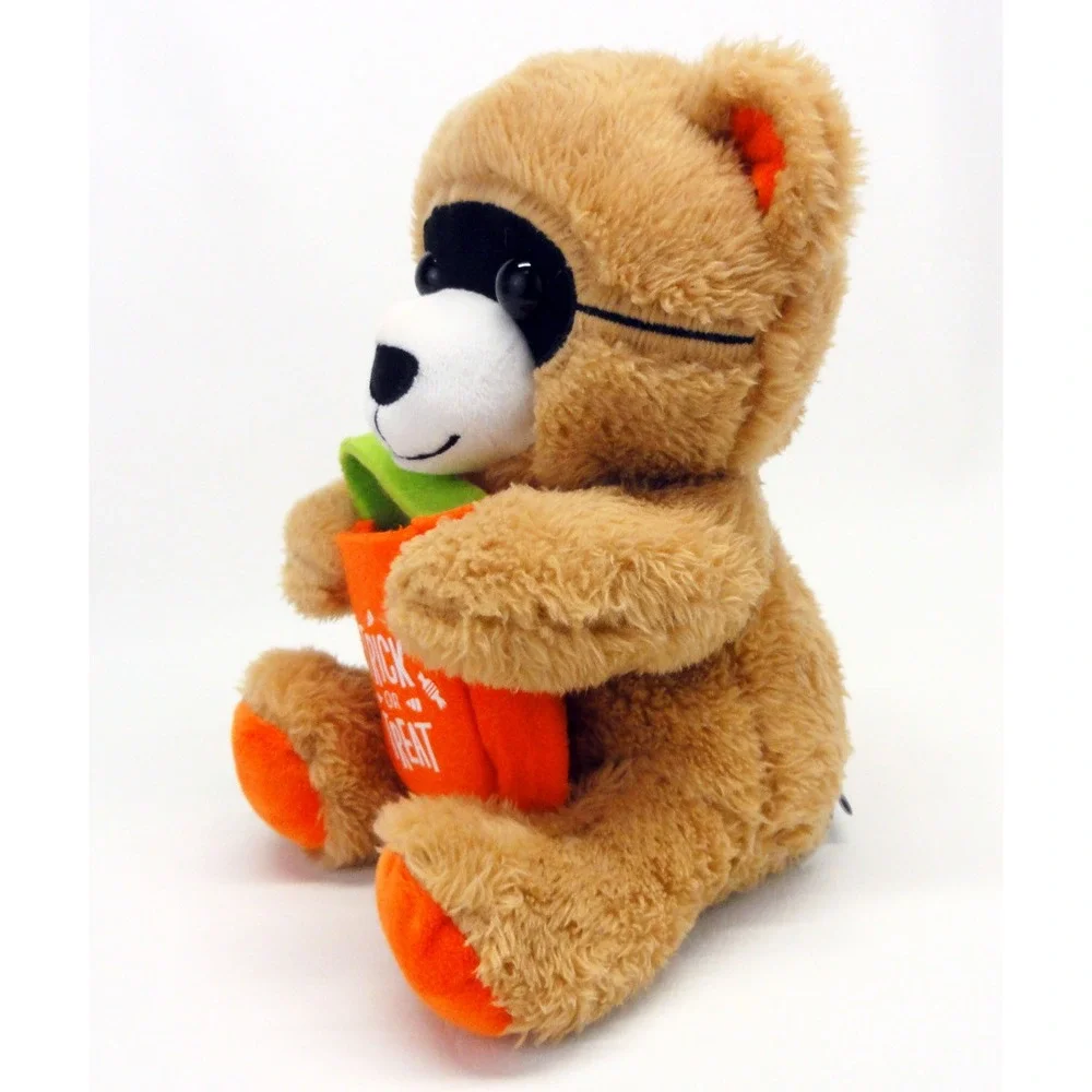 Hallmark Halloween Bandit Bear Plush Brown Orange Trick or Treat Mask MJN1488 9